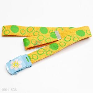 Women Girls Circle Printed Yellow Belt Webbing Waistband