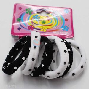 White&Black Point Printed Girls' Elastic Hair Band, Hair Ring, Hair Rope