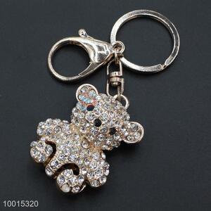 Good quality rhinestone bear key ring