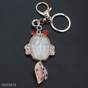 Rhinestone &opal goldfish key ring