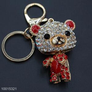 Delicate rhinestone bear key chain