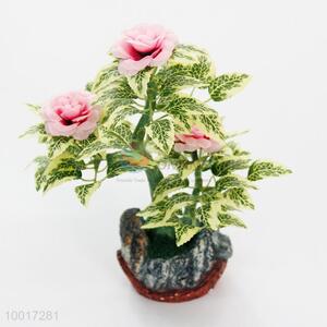 New Design Light Pink Rose Artificial Flower  Simulation Bonsai for Home/Store Decoration