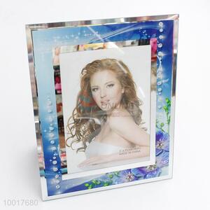 Diamond blue glass photo frame