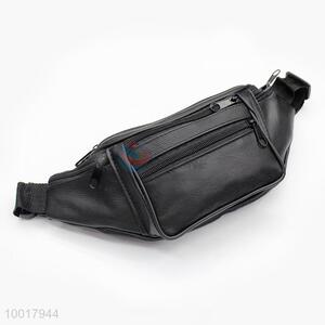 Black cowhide men waist bag