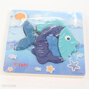 Cute Blue Fish Shaped Building Block Puzzle