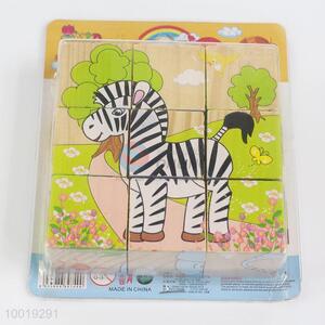 Wooden building blocks cute zebra pattern puzzle