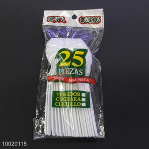 25pcs 15.2CM White Plastic Spoons Set