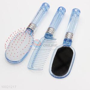 Plastic 3 pieces hair comb&mirror set