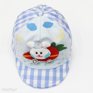 Light blue cute grid patern ployester peak cap for baby