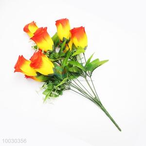 12 Heads Orange Rose Artificial Flower For Home Decoration