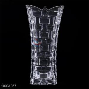 Hot Sale Straw Mat Style Glass Bottle Square Crystal Vase