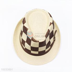 Brown Check Pattern Fashion Hat/Top Hat