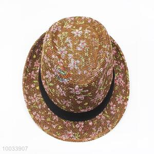 Pink Flower Pattern Fashion Hat/Top Hat