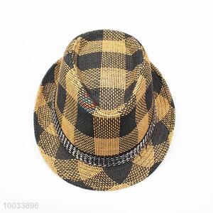 Check Pattern Brown and Black Fashion Hat/Top Hat