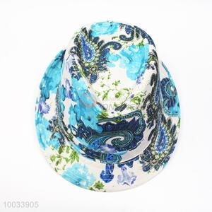 High Quality Flower Pattern Blue Fashion Hat/Top Hat