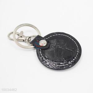 Round Black PU Key Chain