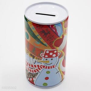 Kawaii Kids Iron <em>Money</em> <em>Box</em> Shaped in cylinder with Santa Claus Pattern