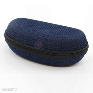 Dark blue mesh cloth eye glasses/sunglasses case with zipper