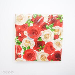 Red Rose Pattern Square Napkin