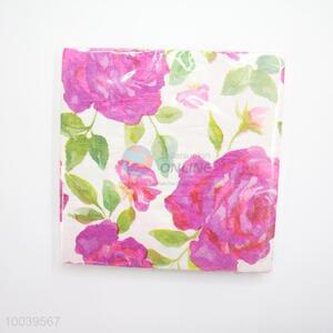 Purple Flower Pattern Square Napkin