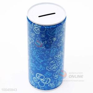 6.5*15CM Utility zip-top can shape blue tinplate coin saving pot