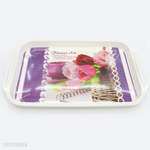 Rectangular Flower Art Melamine Salver