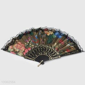 Hot Sale Plastic&Satin Spain Style Brown Hand Fan