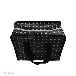 White Dotted Black Zip Lock Non Woven Shopping Bag