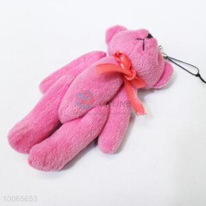 Lovely 11cm pink <em>plush</em> jointed bear keychain/phone pendant