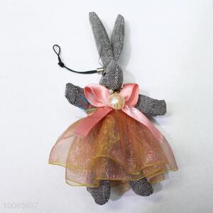 11cm grey cloth rabbit phone pendant/keychain