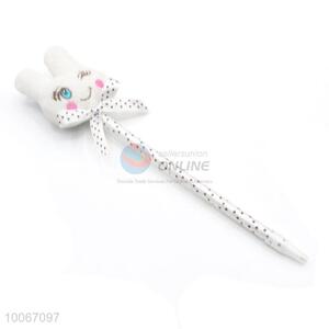 Cute rabbit plush ball pen with bowkont