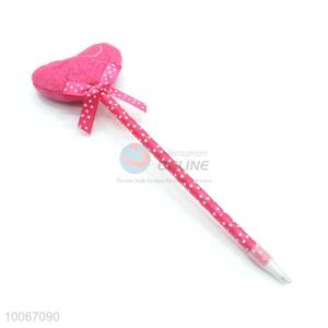 Wholesale kids plush heart shape pencil cheap plush ball pen