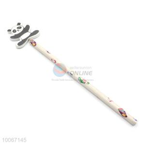 Wholesale wooden engrave pencil with panda topper