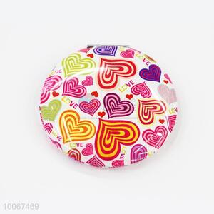 Heart Pattern Round Foldable Pocket Mirror