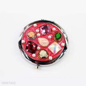 Fashion Pink Round Foldable Pocket Mirror