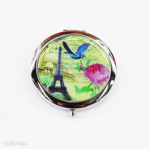 Vintage Round Foldable Pocket Mirror with Metal Border