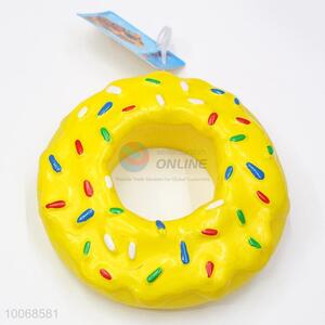 Hot Sale Yellow Swim Ring Shaped Squeaky Pet Toy for Dog