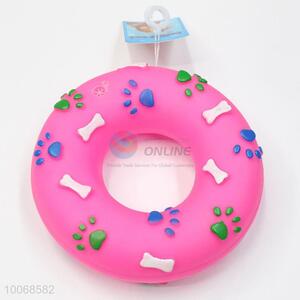 Hot Sale Pink Swim Ring Shaped Squeaky Pet Toy for Dog