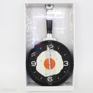 Agg in black pan shaped plastic wall clock