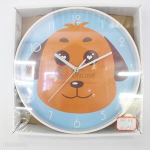 Round plastic wall clock with little dog pattern