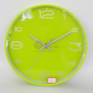 Light green round plastic wall clock