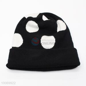 Hot Sale Acrylic Cap, Winter Knitted Hat with White Circles