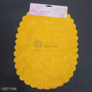 Wholesale Yellow Oval Figured Cloth Lace Placemat