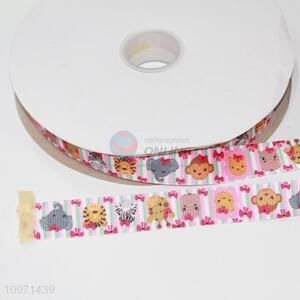 Animal pattern 100% polyester grosgrain ribbon