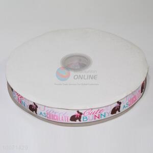 Rabbit pattern polyester grosgrain ribbon