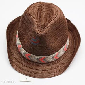 Men brown floppy brim paper panama hat sun hat