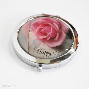 Rose Round Foldable Pocket Epoxy Sticker Mirror/Makeup Mirror