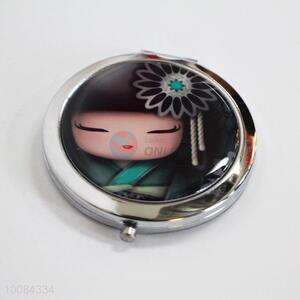 Black Doll Round Foldable Pocket Epoxy Sticker Mirror/Makeup Mirror