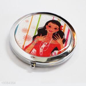 Fashion Girl Round Foldable Pocket Epoxy Sticker Mirror/Makeup Mirror