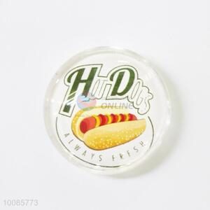 Hot Dogs Round Crystal Glass Fridge Magnet